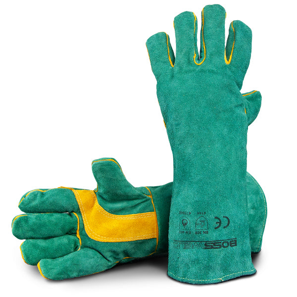 Welding Gloves Bossweld 16" Green & Gold Large 12Pair 700009