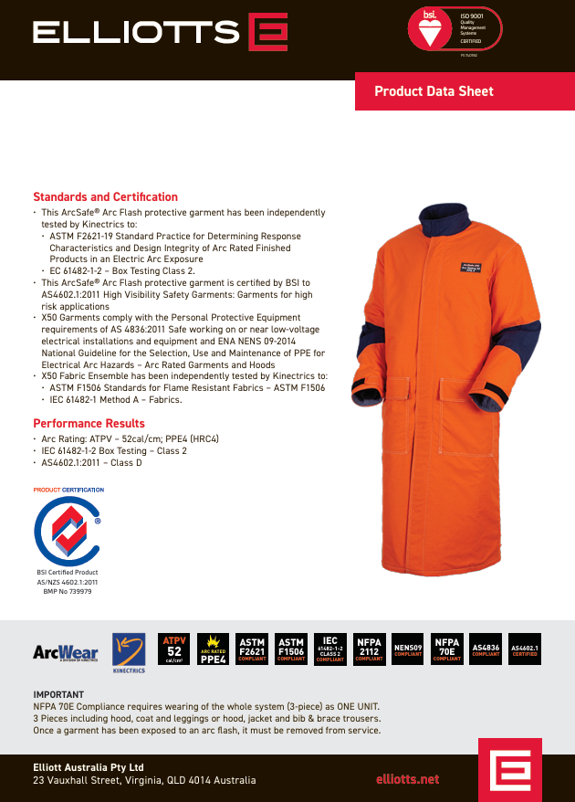 X50 ArcSafe® ArcFlash Switching Coat Medium EASCCX50MED