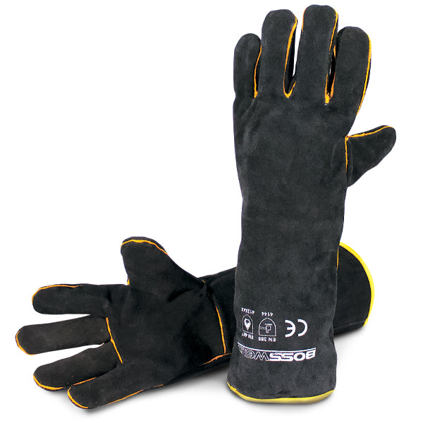 Welding Gloves Bossweld 16" Black & Gold Large 12Pair 700010