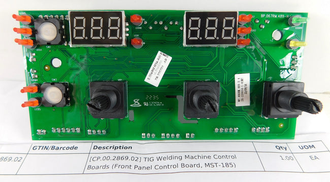Bossweld MST185 Front Panel Control Board CP.00.2869.02 (WP.496RM.489-H-4)