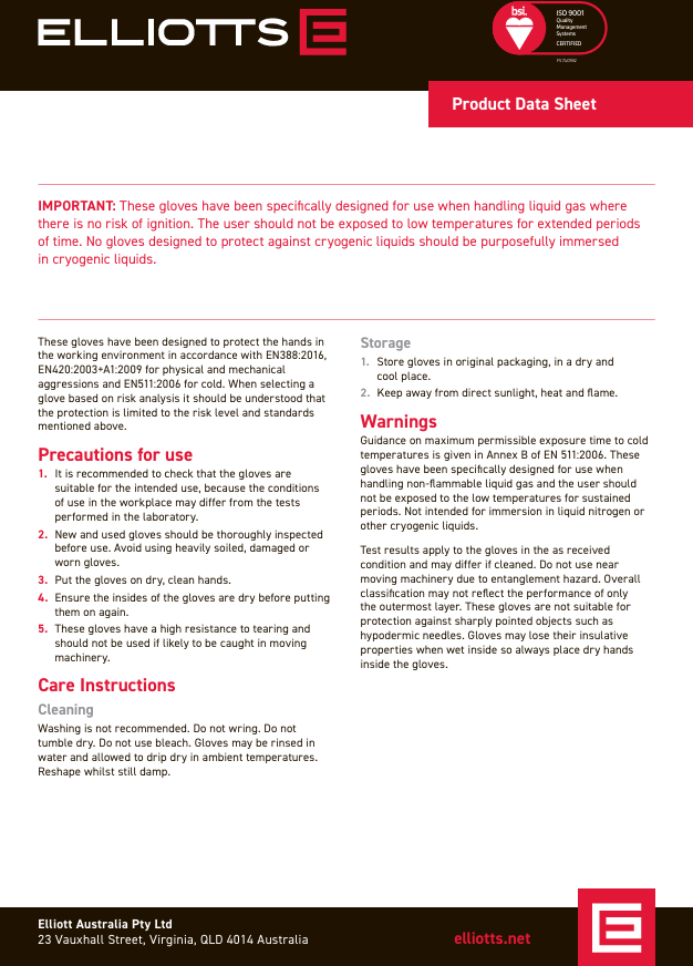 CryoSkin® Industrial Extreme Cold Cryogenic Glove CSGIND36XLRG XL