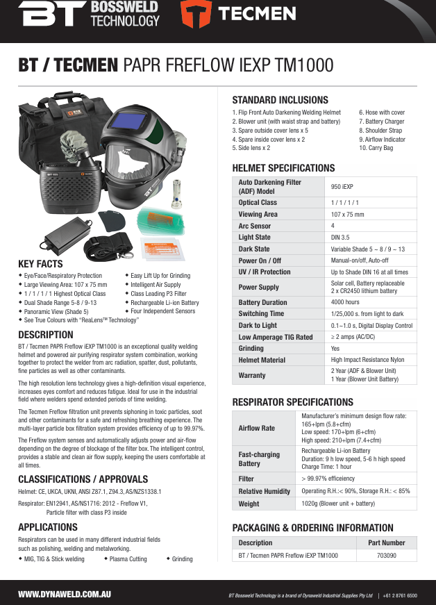 BT Weld / Tecmen Extended Hood for TM1000 Welding Helmet
