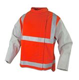 HI VIZ Orange Proban® Jacket, leather sleeves, reflective trim Large OPWJ30CST1