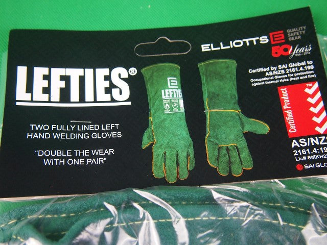 Welding Gloves Left-Handed GREEN Large 3Pairs