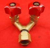 Twin Hose Joiner "Y" connector LH Fuel/LPG/Acet with Taps