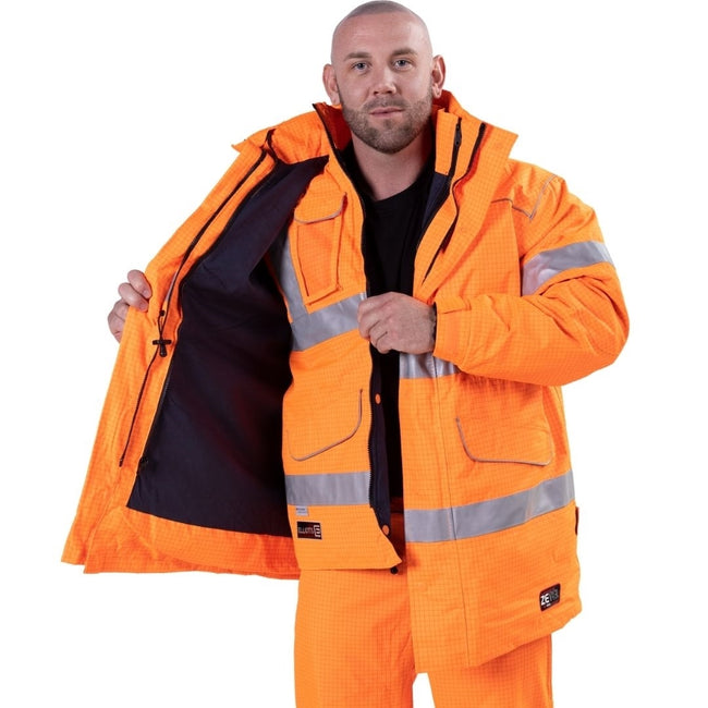 Zetel ZX FRAS 4-in-1 Wet Weather Jacket Z50 - Orange with Reflective Trim ZCIJF050T4L