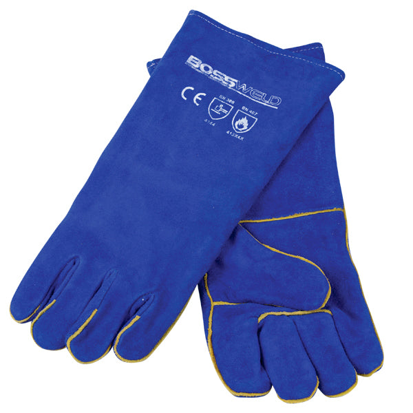 Welding Gloves Bossweld Blue Kevlar Stitched Gauntlets Large 12Pair 700995
