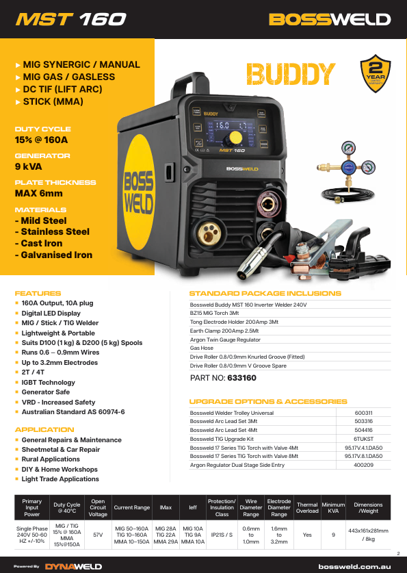 MST 160 "Buddy" MIG Inverter Welder 633160