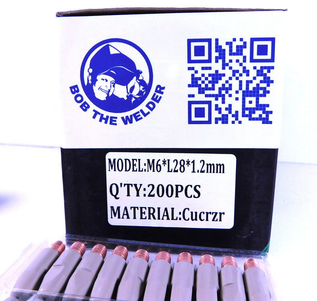 1.2mm M6x8 Binzel Style Ceramic Coated MIG Tips 200Pcs CUCRZR