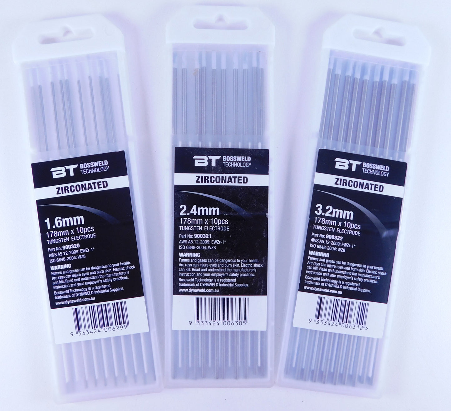 1.6mm WZ8 0.8% Zirconia White Tip Tungsten Electrodes AC Only