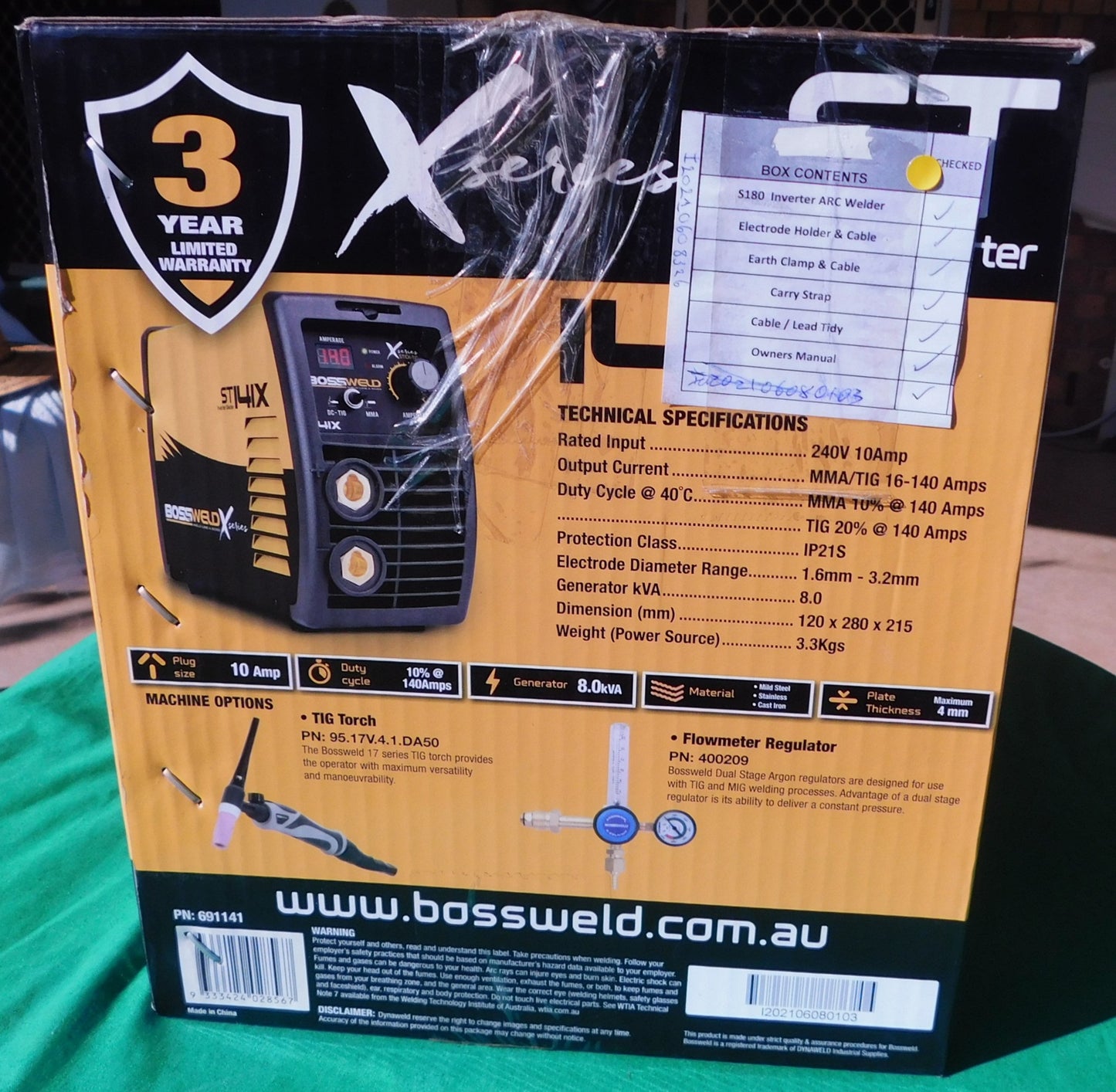 Refurbished Bossweld X-Series ST 141X Inverter MMA/TIG Welder 240V 10A 691141