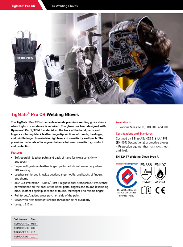 TigMate PRO-CR TIG Welding Gloves Medium