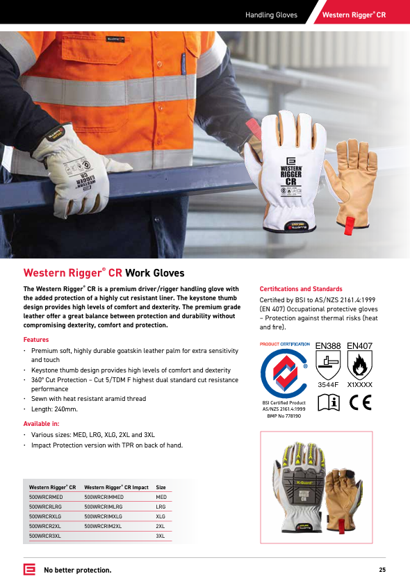 Medium Western Rigger® CR Cut Resistant Handling Glove 500WRCRMED