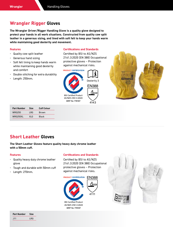 Wrangler Riggers Glove Lined Large