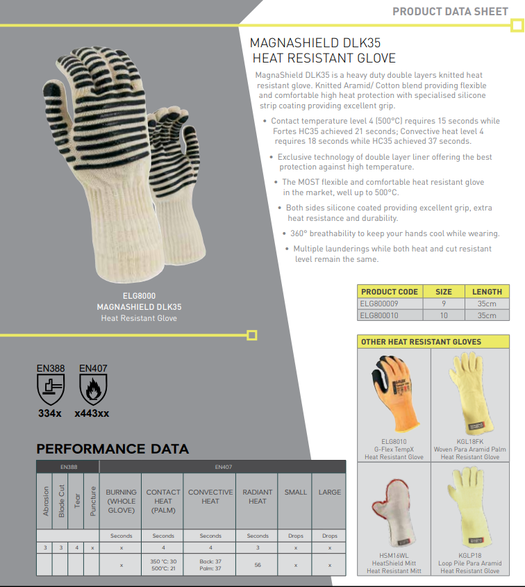 Magnashield DLK35 Heat Resistant Glove Size 10 (Extra Large)