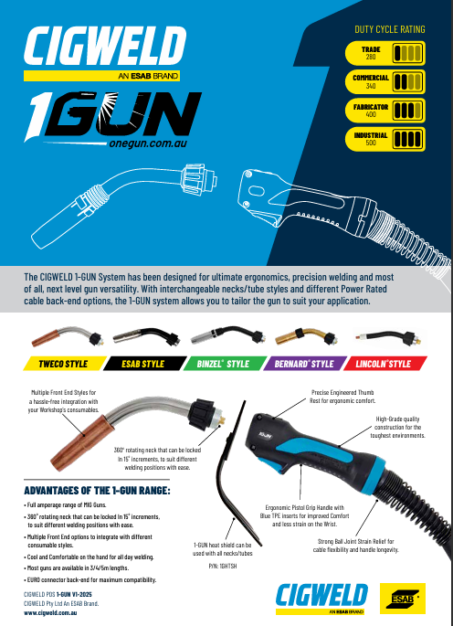MIG Guns CIGWELD 1-GUN - Trade 280 Cable 3.0mtr 1G280E3C