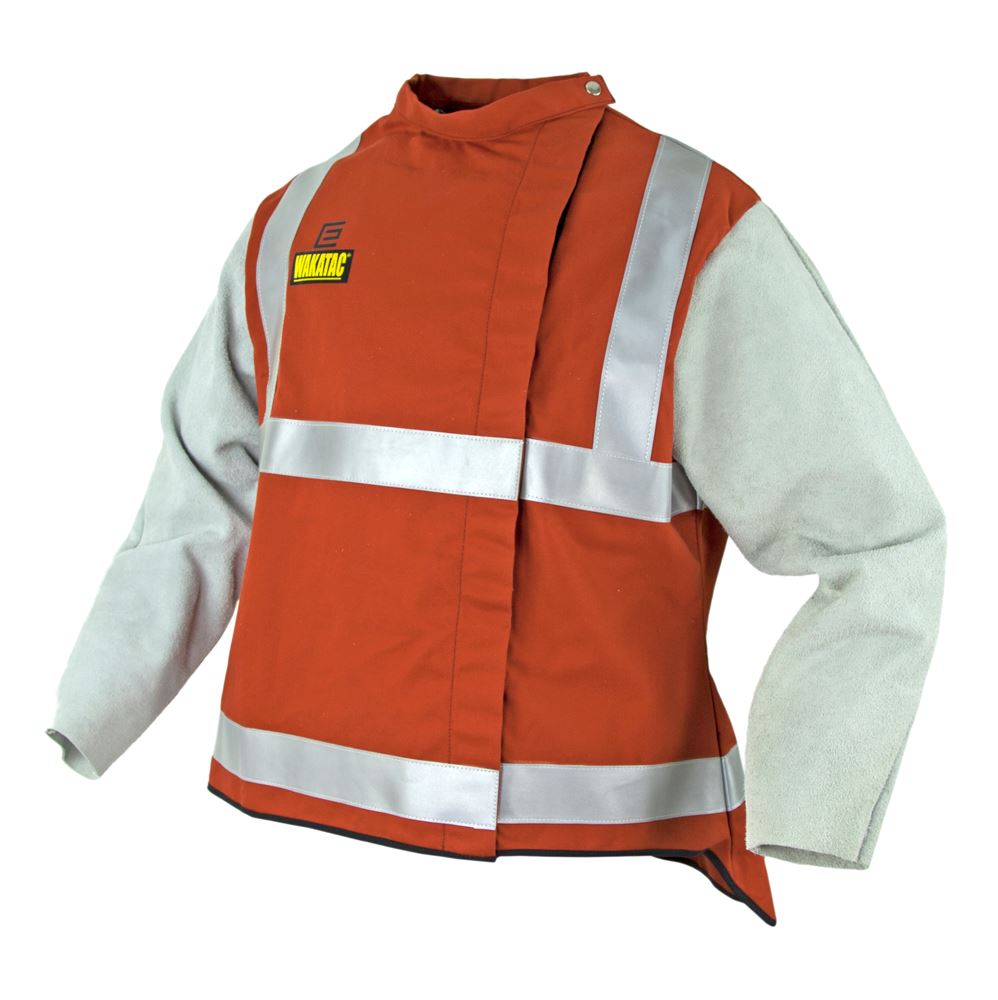 WAKATAC® High Visibility Welding Jacket Leather Sleeves WAKPJ30CSH Lar
