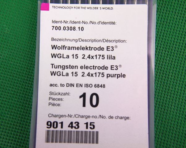 Tungsten Electrode Rare Earth Purple Tip E3 AC/DC 2.4mm