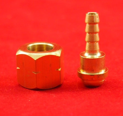 Gas Hose Fittings NUT & Tail 5/8" 18UNF LH & 5mm (Fuel) 400202+400203