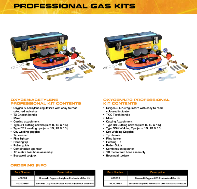 Gas Welding Gear LPG/Oxy Gas Kit with Flashback Arrestors 400009FBA