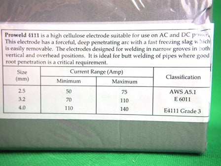 E4111 Welding Rods 4.0mm 5.0Kg Proweld Cellulose