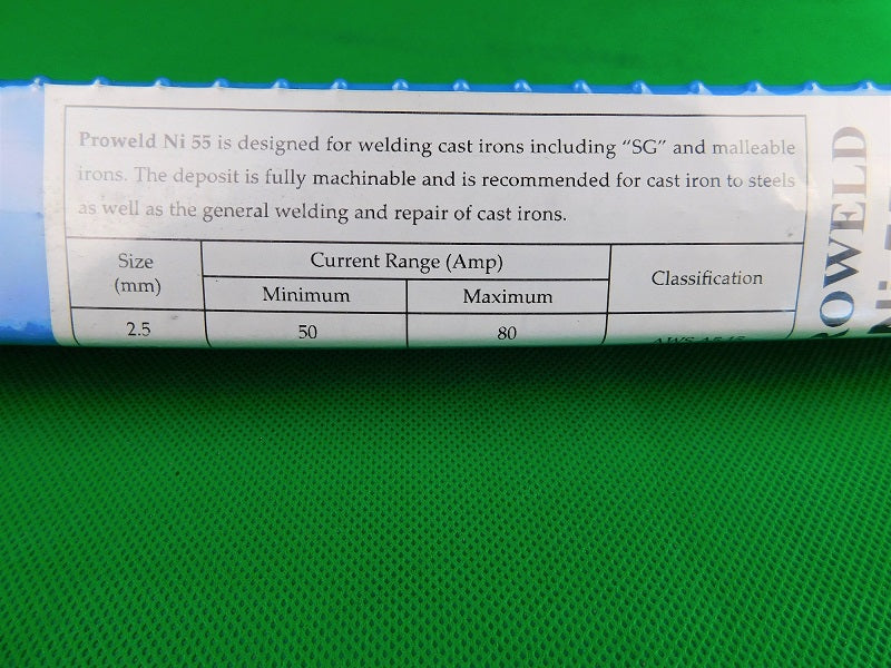 2.5mm 1.0Kg Cast Iron Welding Rods PROWELD Ni99