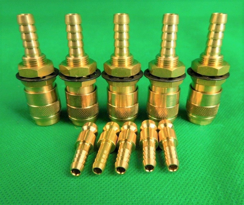 5Pc Quick Fitting Water Gas & Air Gold