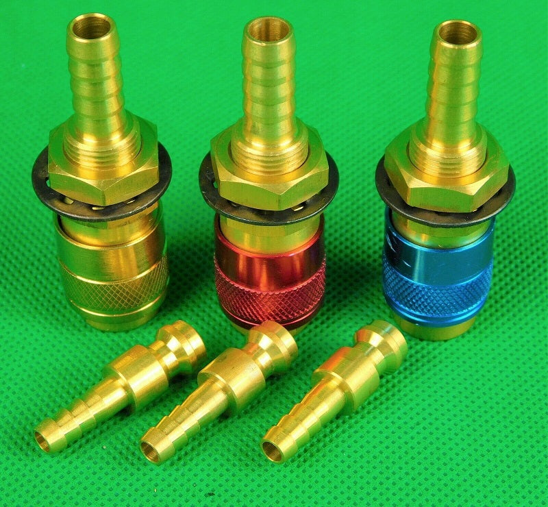 Gas Hose Fittings 3Pc Quick Fitting Water Gas & Air Mixed Colour