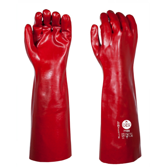 ChemVex Red PVC Gauntlet 65cm Long Size 10/XL 5Pr